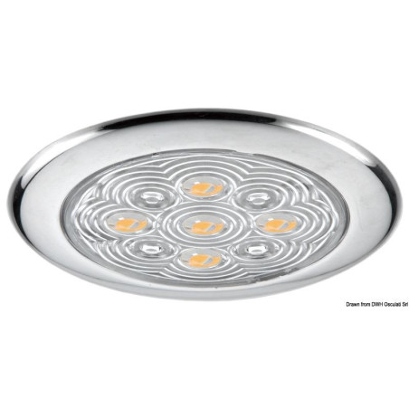 PLAFON INOX PULIDO ESPEJO, 5 LEDS BLANCOS, 94mm, 2900-3200, 12v, 3w, 84 LUMENS (IPC6180)