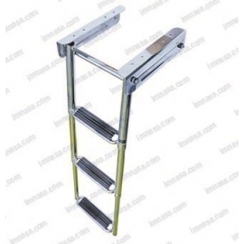 ESCALERA PLEGABLE INOX, 5 PELDAÑOS, TECA