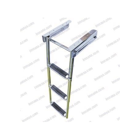 ESCALERA PLEGABLE INOX, 5 PELDAÑOS TECA