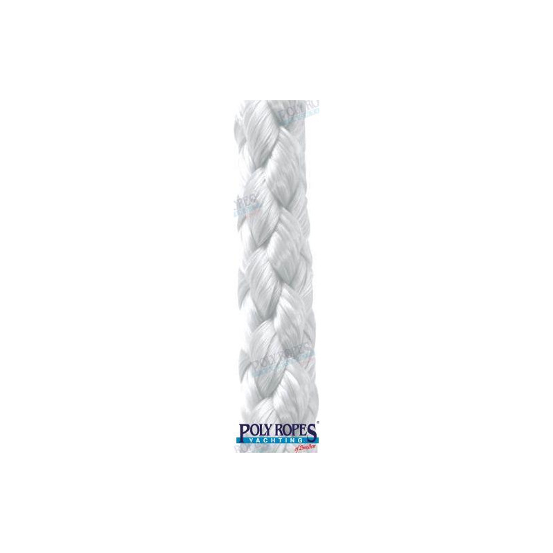 CABO POLIESTER TRENZADO, SILKELINA, BLANCO, 8mm (8 cordones), p/m