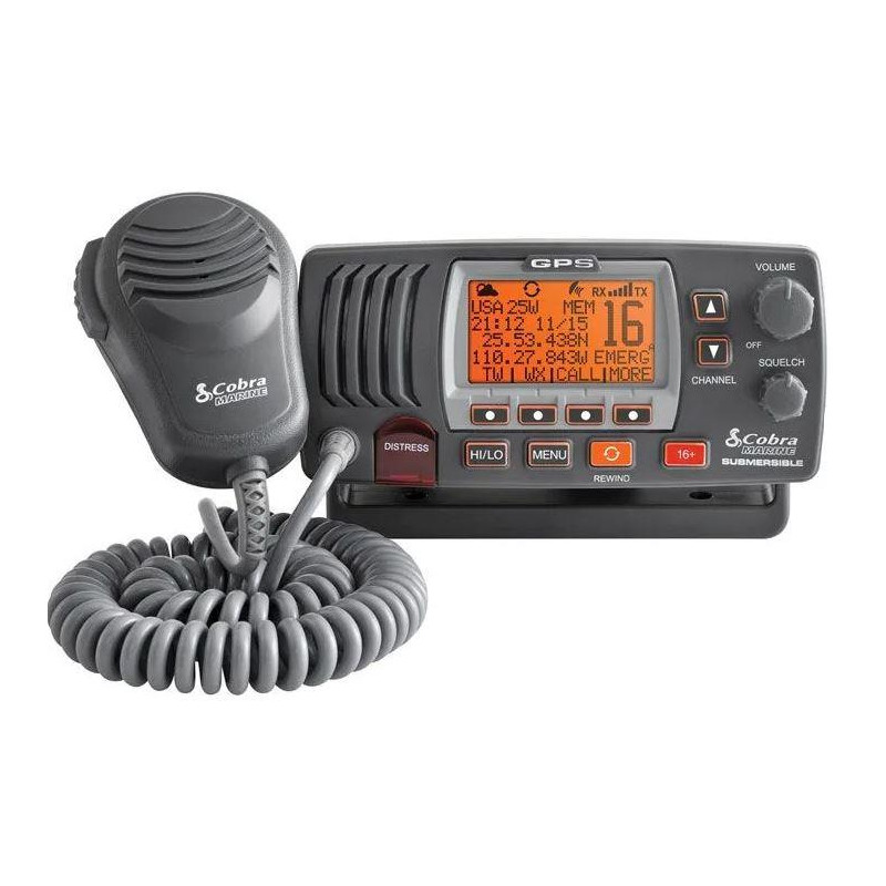 VHF COBRA MRF77B MARINO c/DSC Y GPS, NEGRO